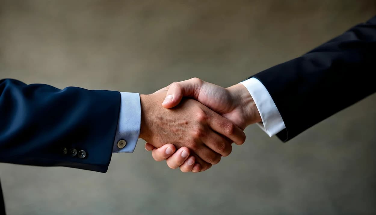 Two business people shaking hands